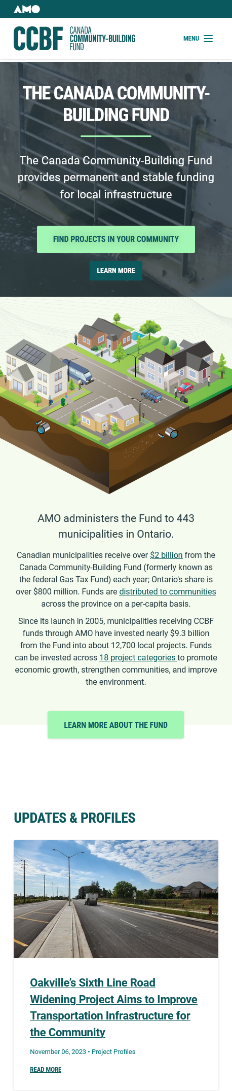 A screenshot of the Canada Community-Building Fund website on a small screen.